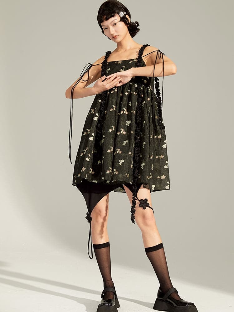 Princess Lace Jacquard Dress With Delicate Straps