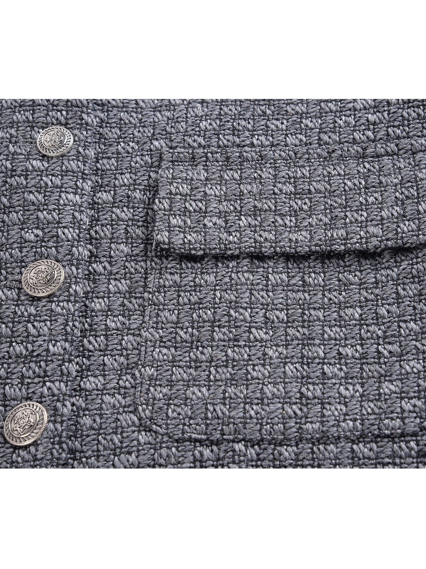 Sleek No-Collar Tweed Short Jacket