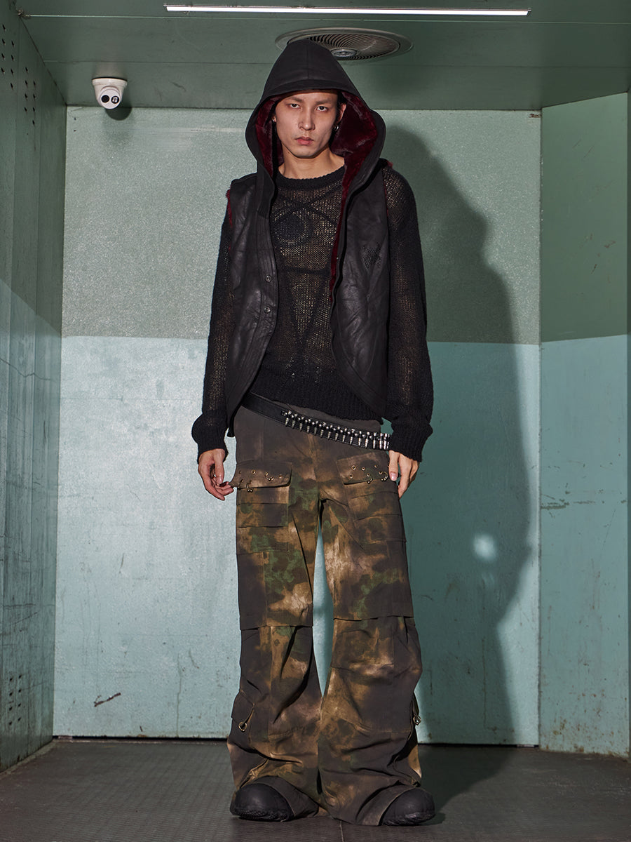 Apocalyptic Camo Cargo Wide-Leg Trousers