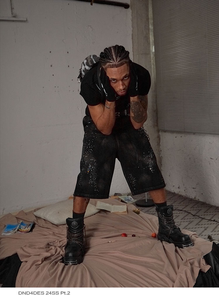 Damaged Rhinestone Shorts