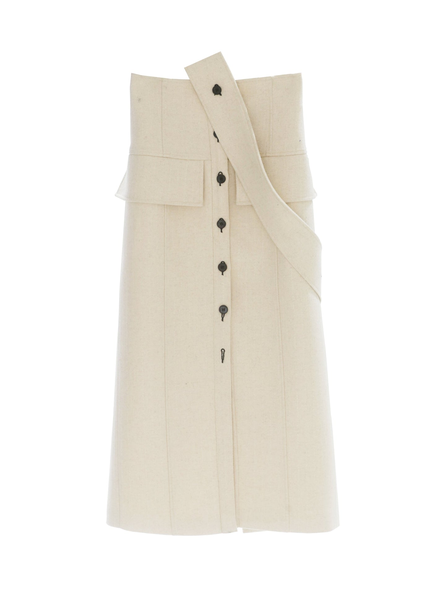 Elevated Waist Slit Skirt With Shoulder Strap