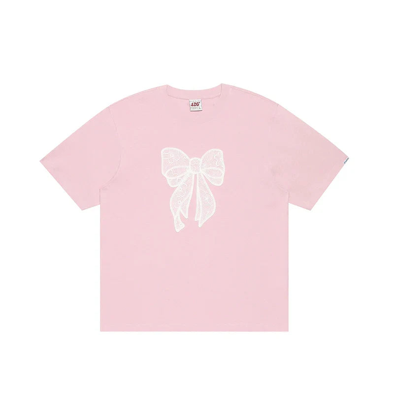 T-Shirt With Lace Bow Detail