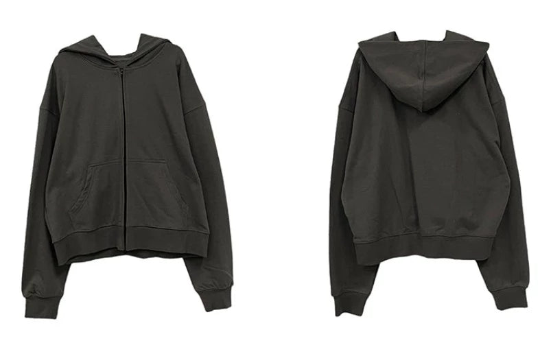 Relaxed Vibe Oversized Short Zipper Hoodie
