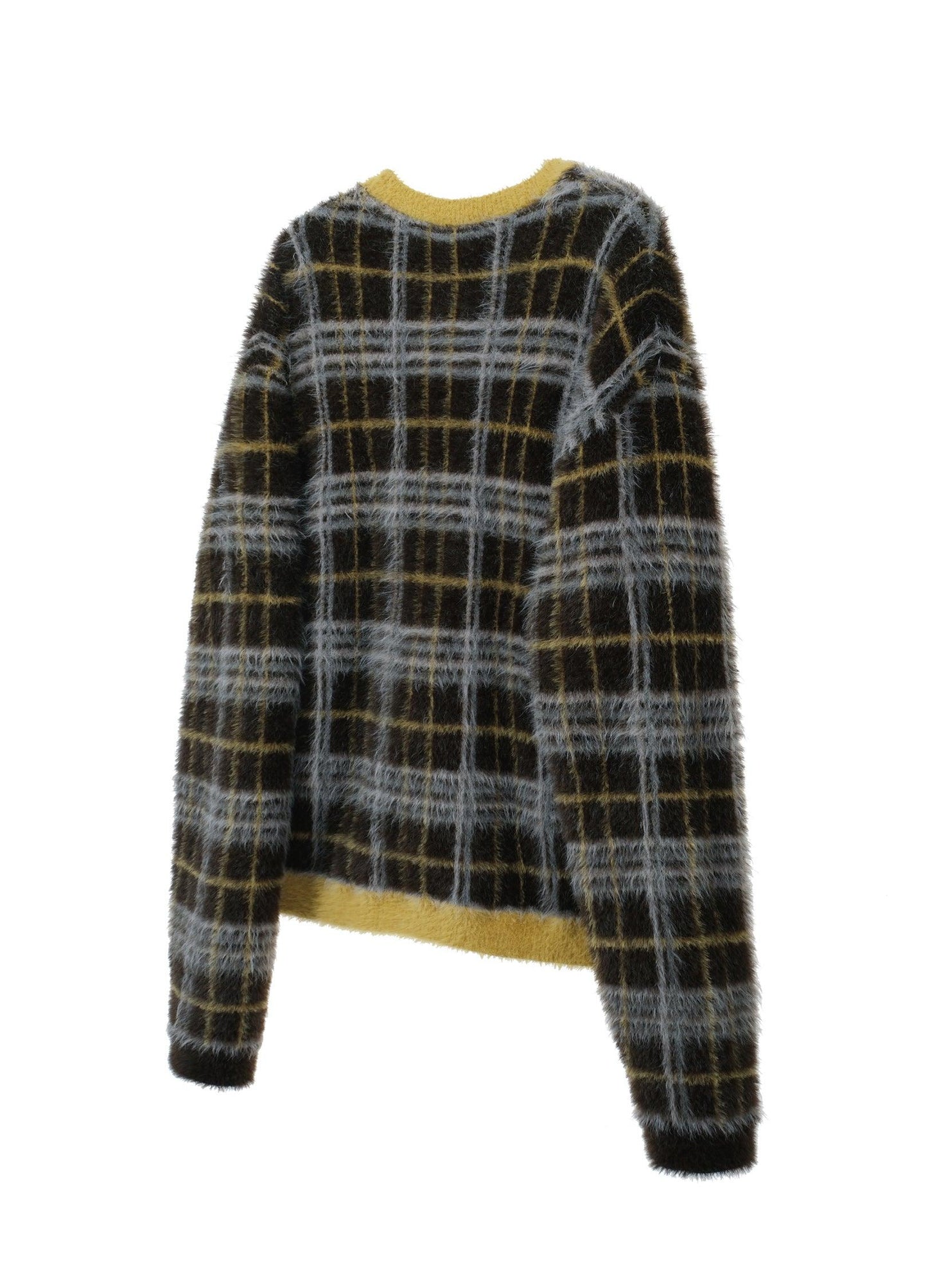 Mustard Plaid Mohair Cardigan