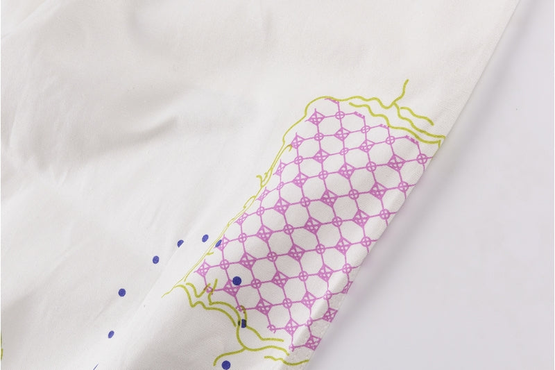 Artistic Doodle Wide-Leg Jeans