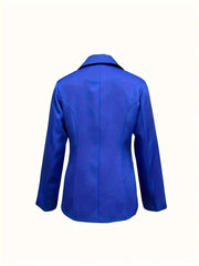 Classy Single Button Blazer with Lapel Collar and Long Sleeves, Versatile Women's Outerwear