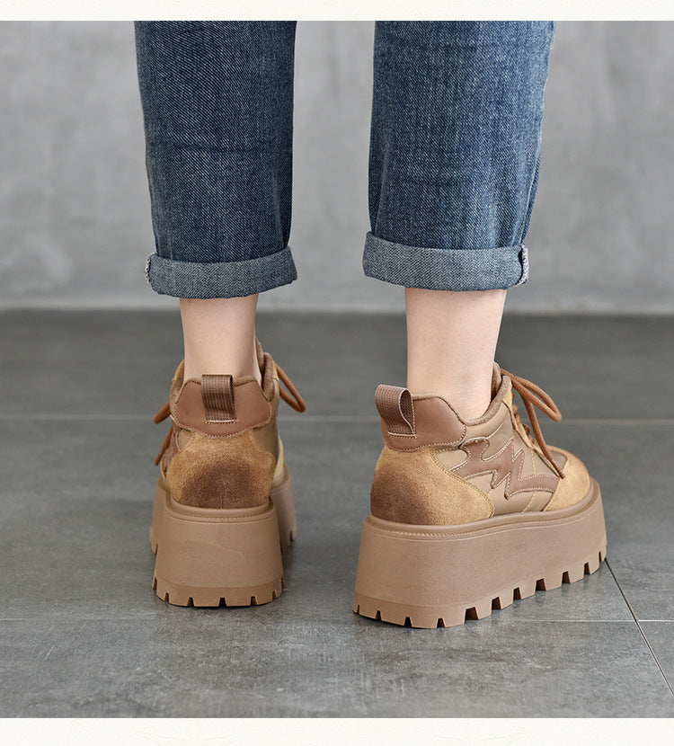 Vintage Leather Thick Bottom Shoes