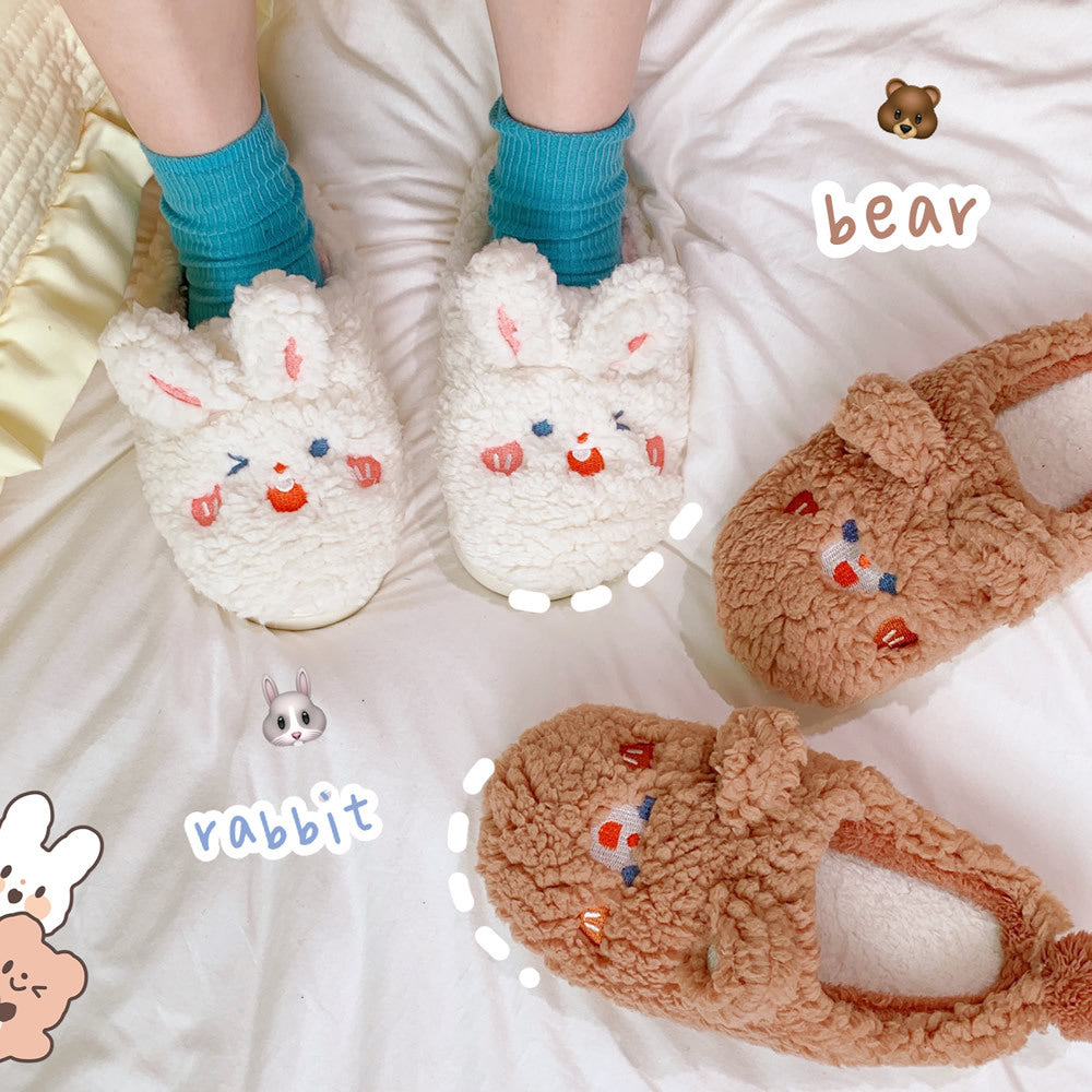 Cute Animal Printed Thermal Cotton Slippers