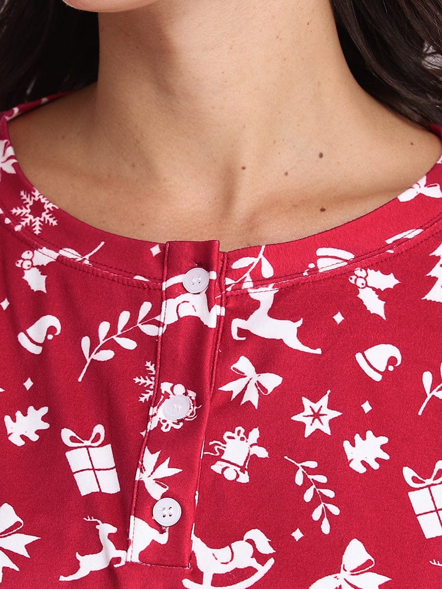 Cozy Printed Long Sleeve Pajama Set for Women
