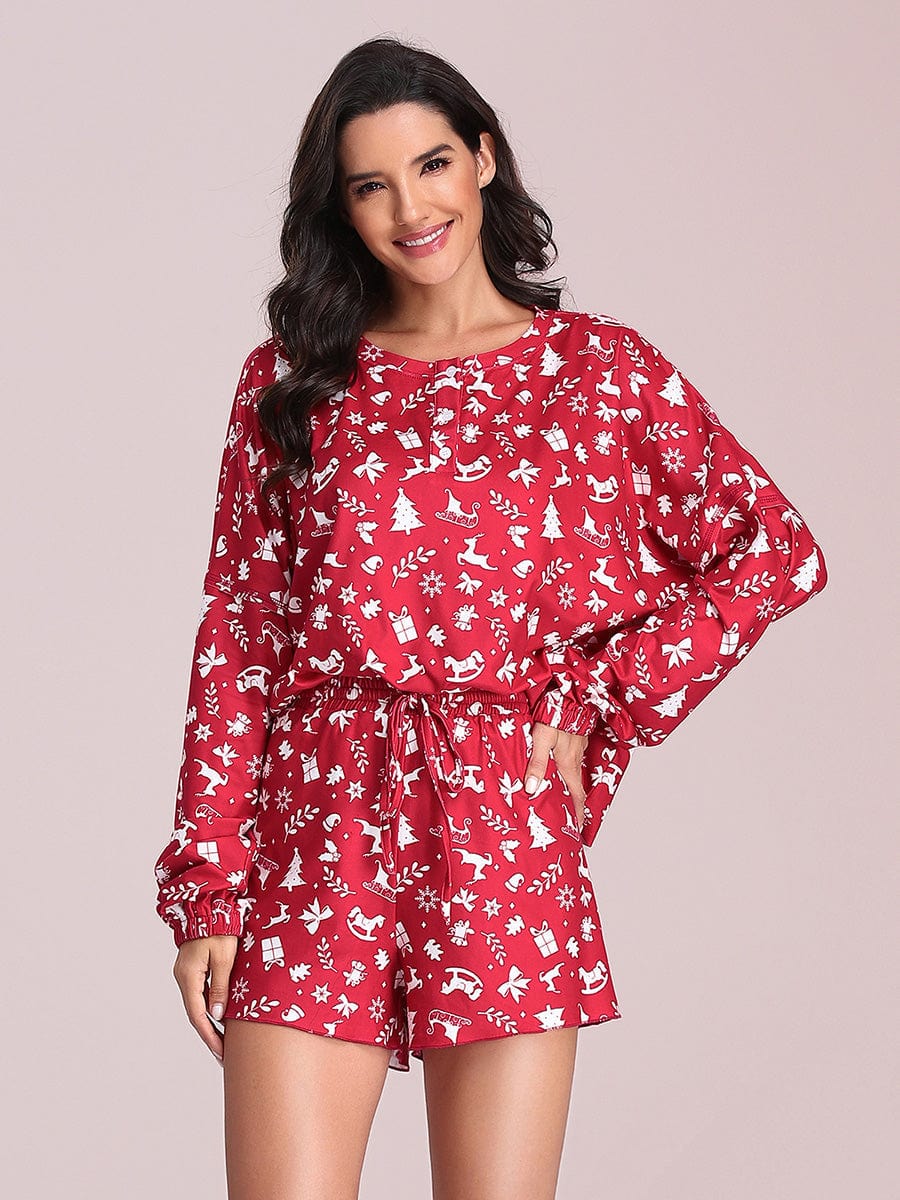 Cozy Printed Long Sleeve Pajama Set for Women