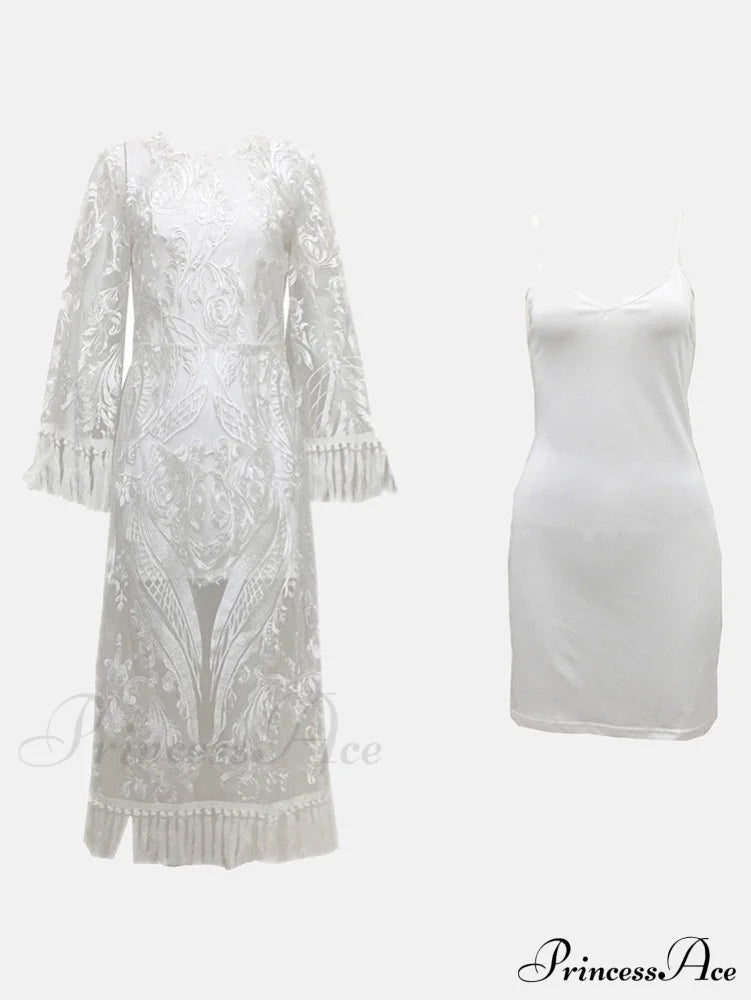 Lace Spaghetti Graceful Strap Irregular Dress