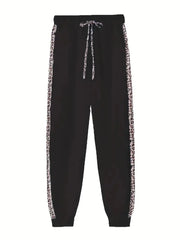 Leopard Print Zip-Up Hoodie & High Waist Elastic Pants Two-Piece Set