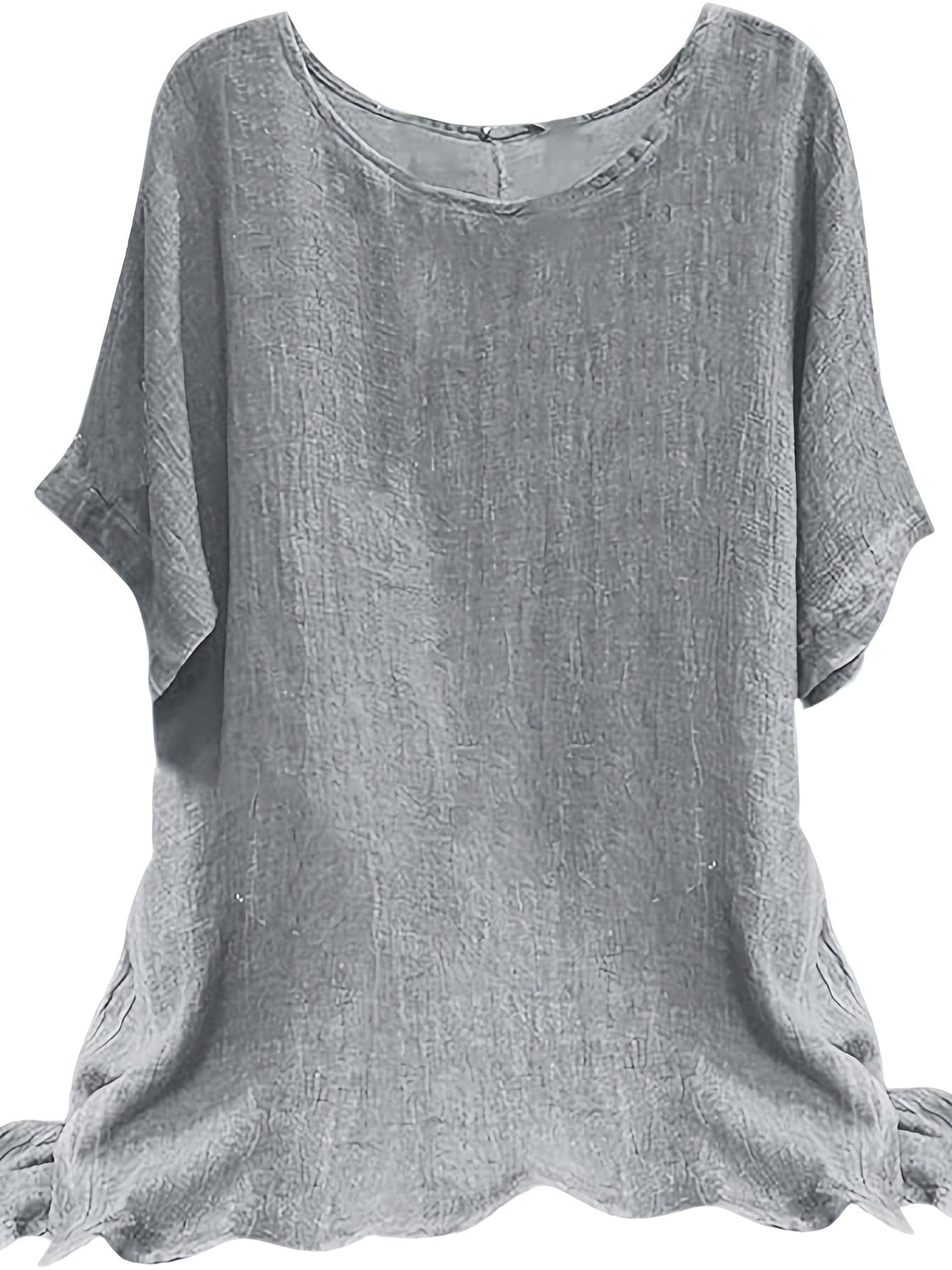 Plus Size Casual T-shirt, Women's Plus Solid Round Neck Non-stretch Translucent Loose Tank Top