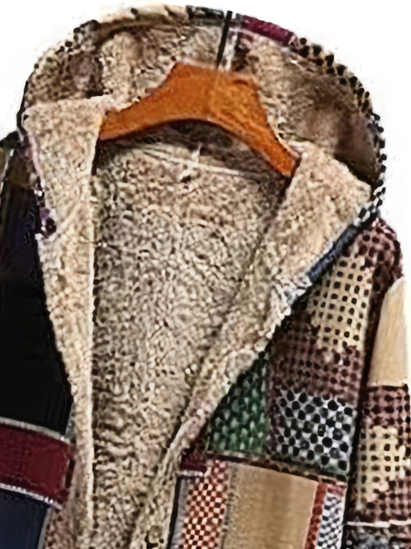 Plus Size Colorblock Long Sleeve Fleece Liner Hoodie Coat, Women's Plus Plush Button Up Coat