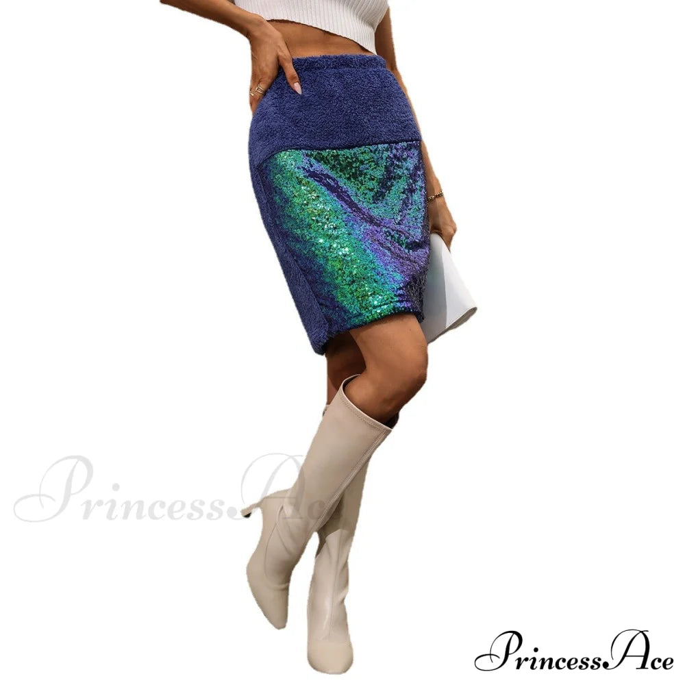 Velvet Sequin High Waisted A-line Skirt