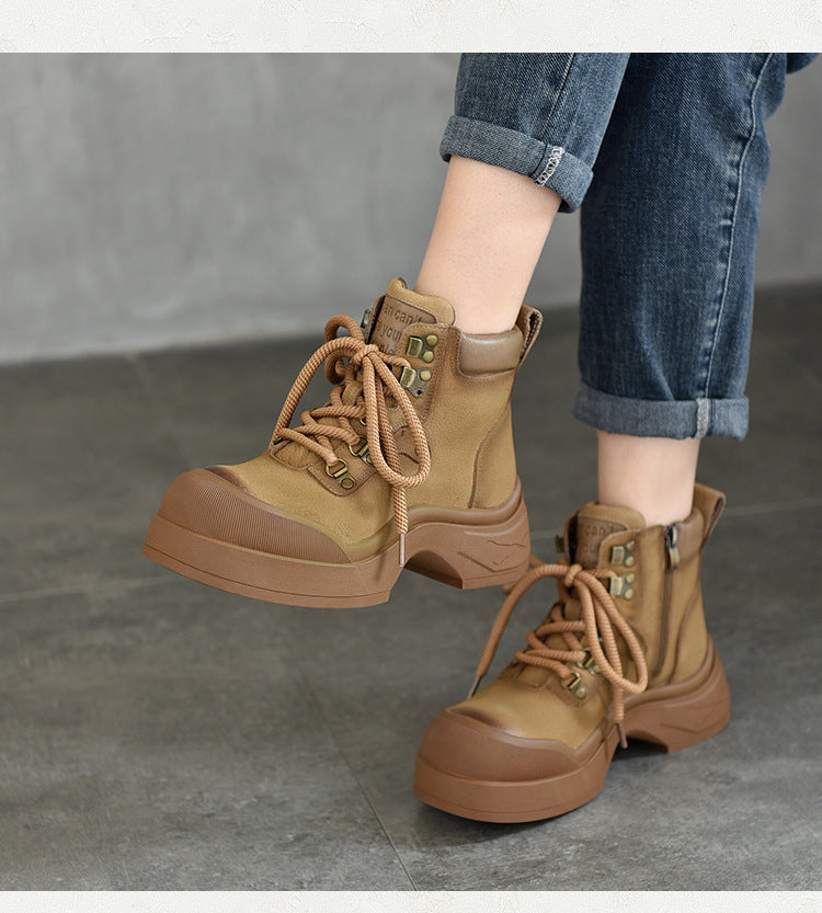 Classic Leather Thick Bottom Lace-Up Martin Boots