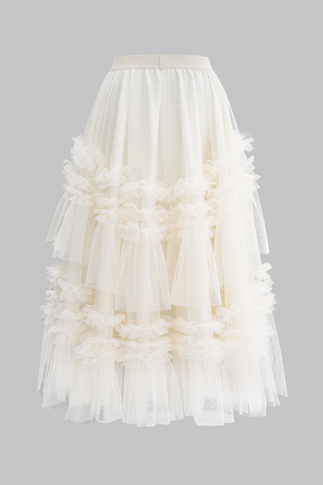 Asymmetrical Mesh Scallop Edge Skirt