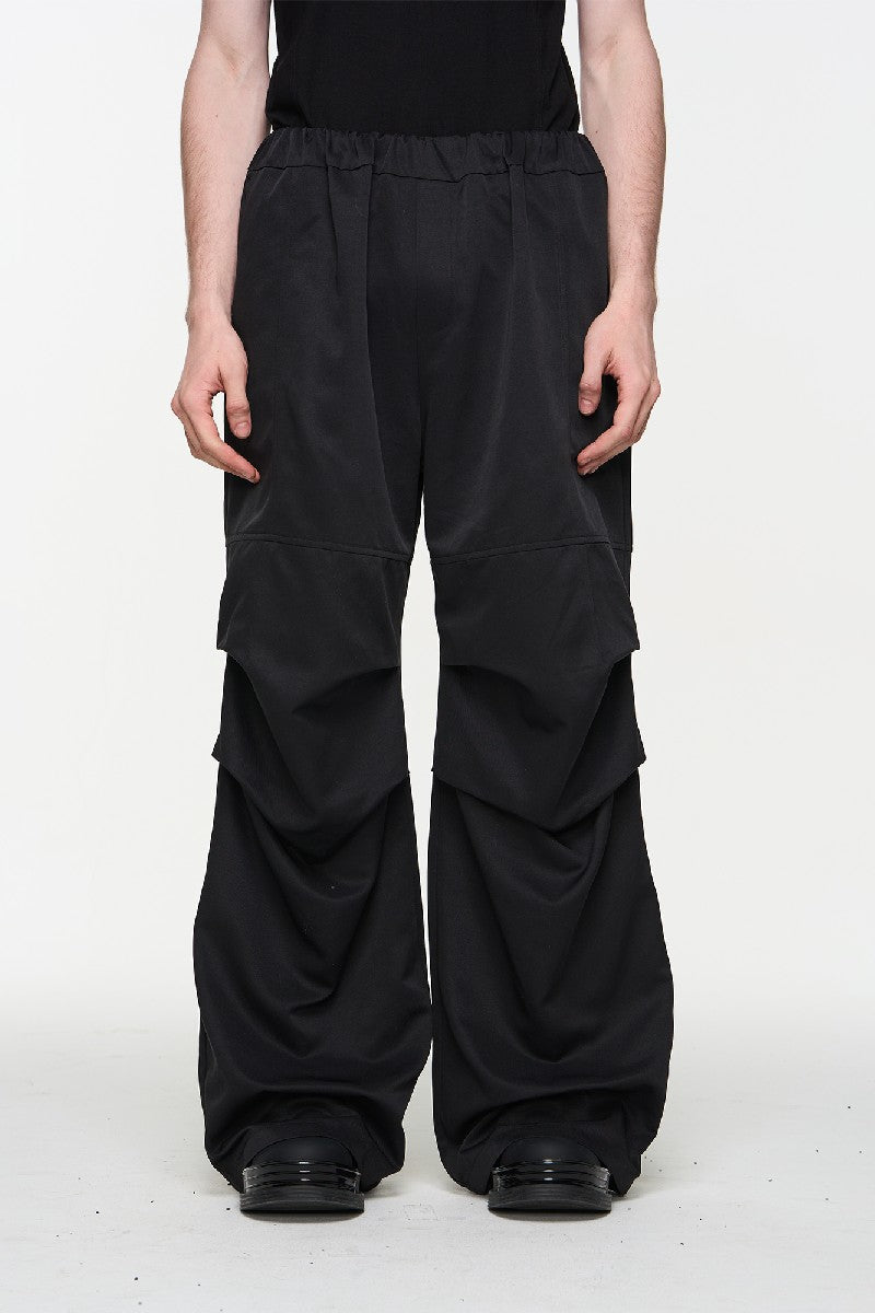 Pleated Elastic Waist Loose Casual Pants