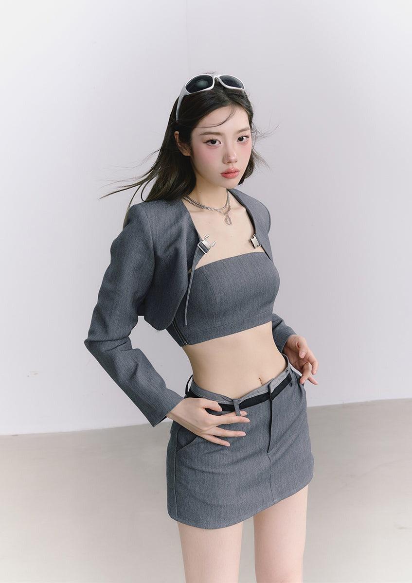 Retro Short Tube Top Skirt Classic Suit