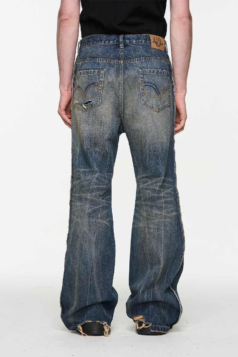 Blue Washed Heavy Whiskered Jeans