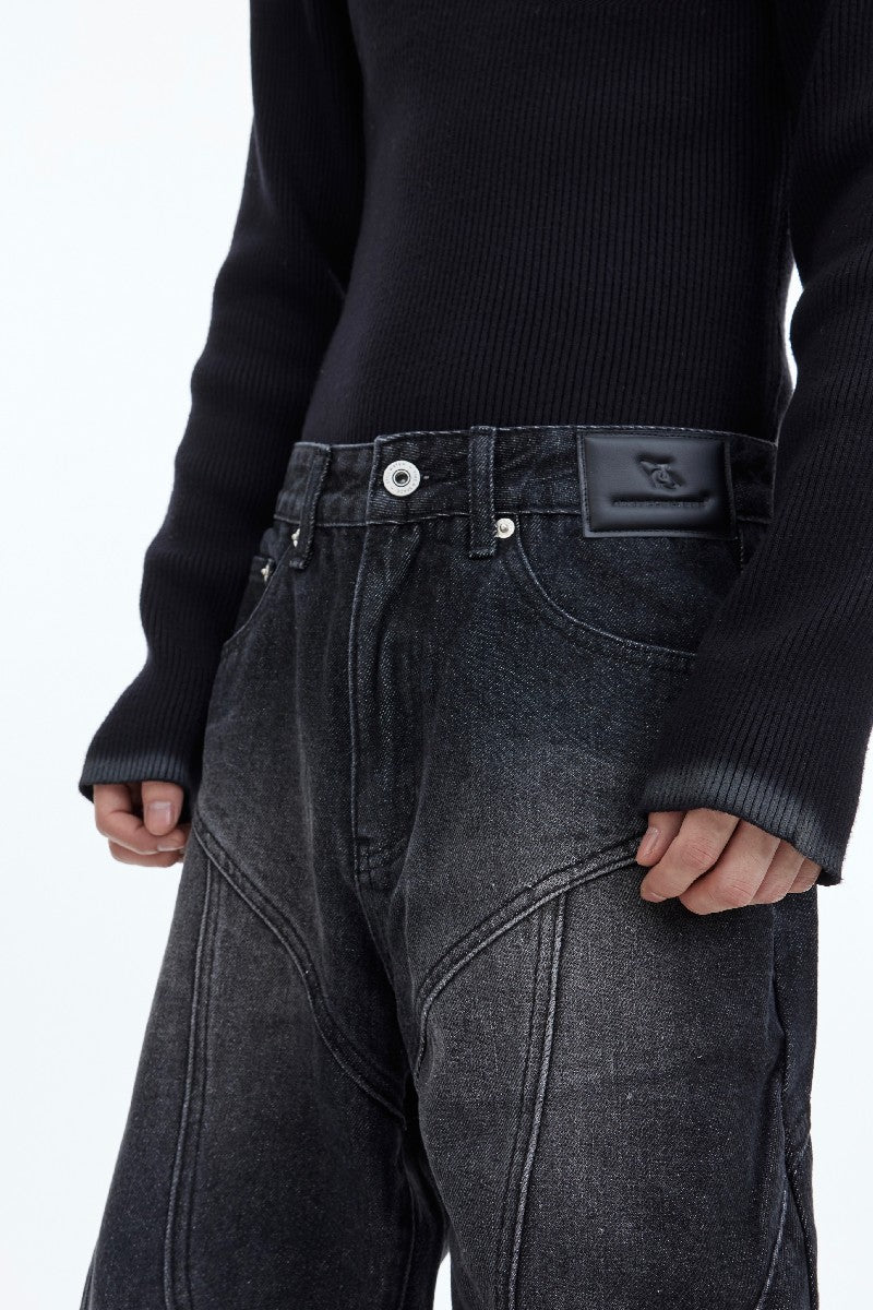 Zip Detail Flared Jeans