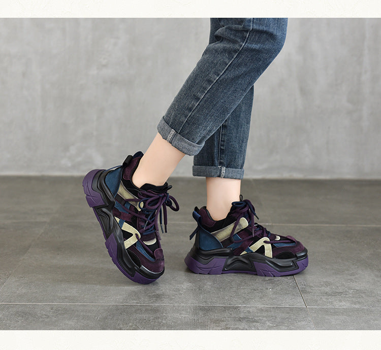 Casual Versatile Colorblocking Thick Bottom Sneakers