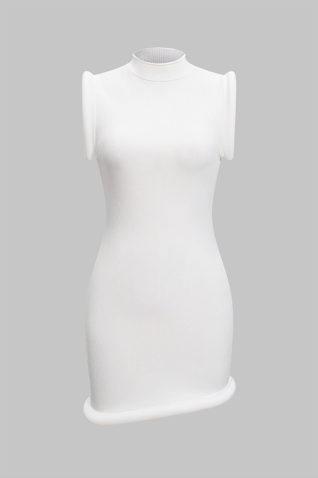 Asymmetrical Mock Neck Mini Dress