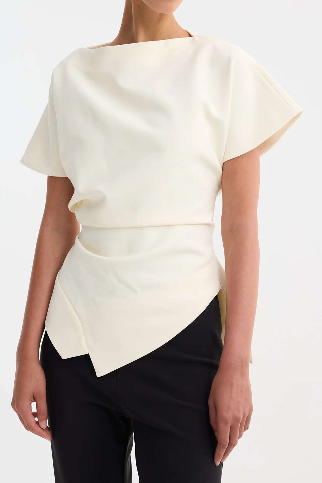 Asymmetrical Ruched Short Sleeve T-Shirt