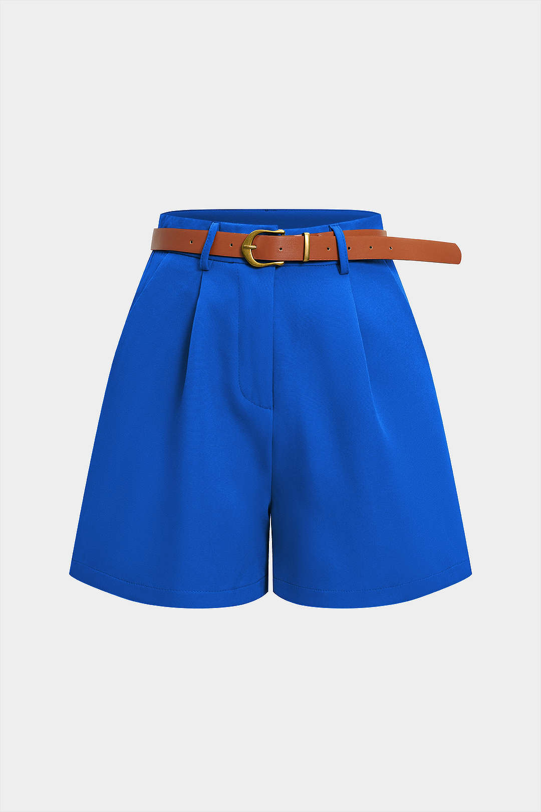 Belted Button Ruched Shorts