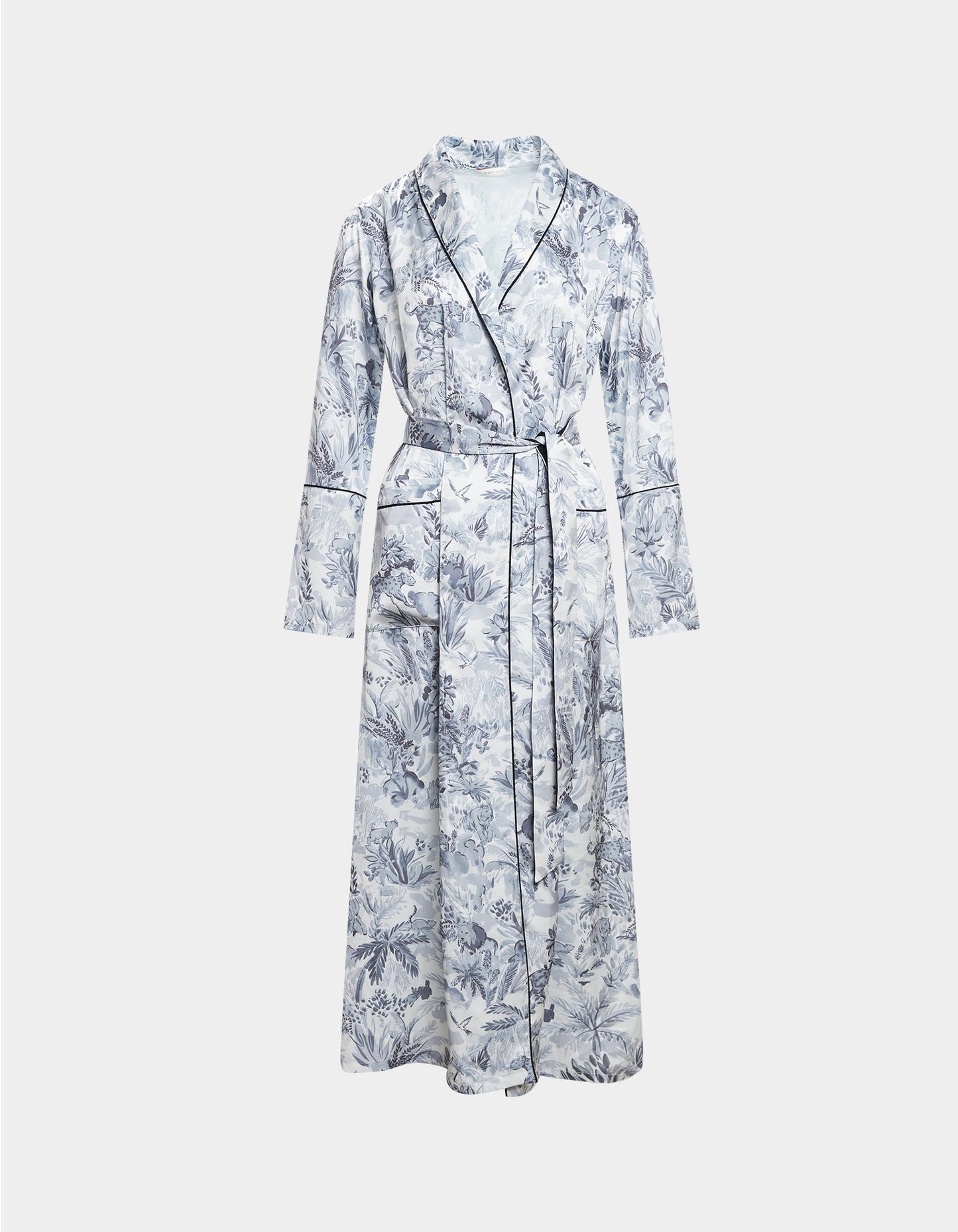 Silk Thin Long Robe With Tie Waist Sleepwear
