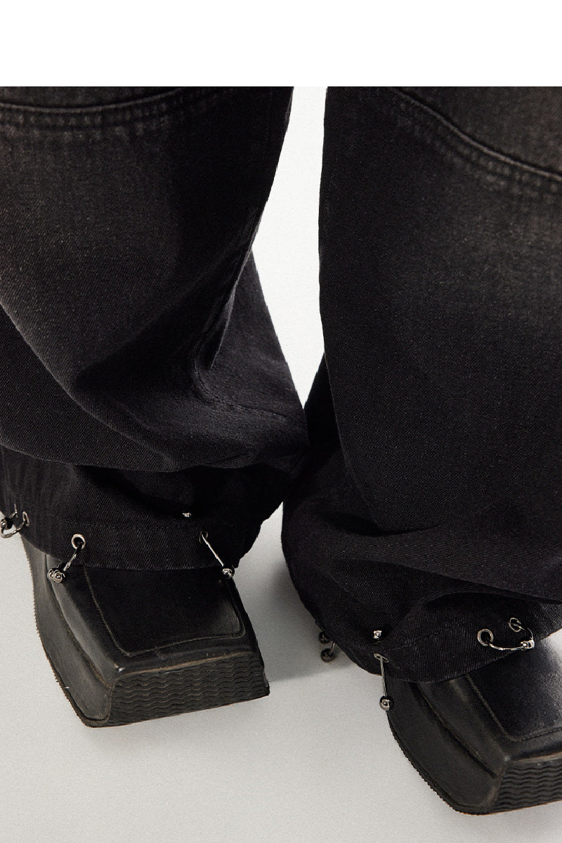 Rugged Distressed Denim Straight-Leg Jeans