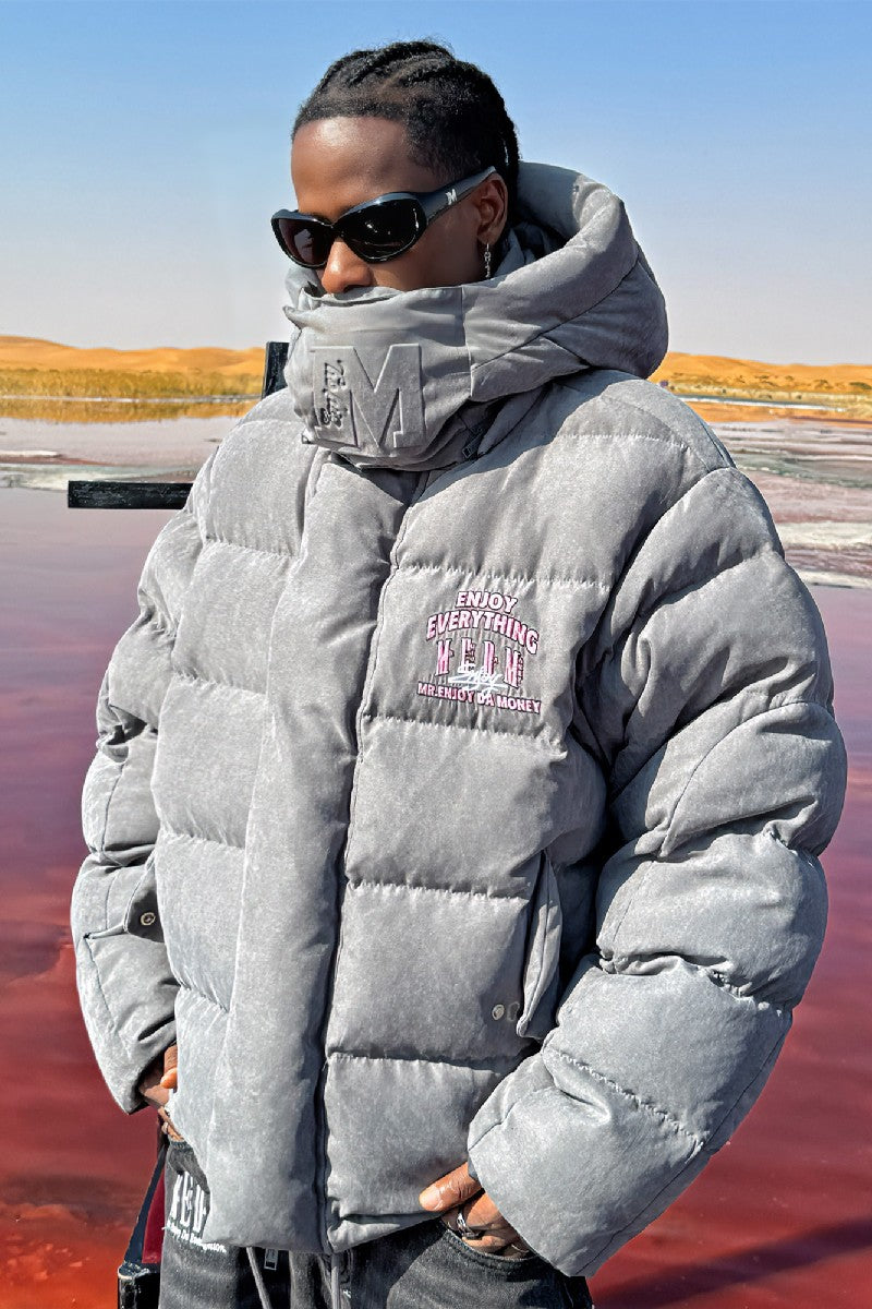 Puffer Jacket With Neck Logo