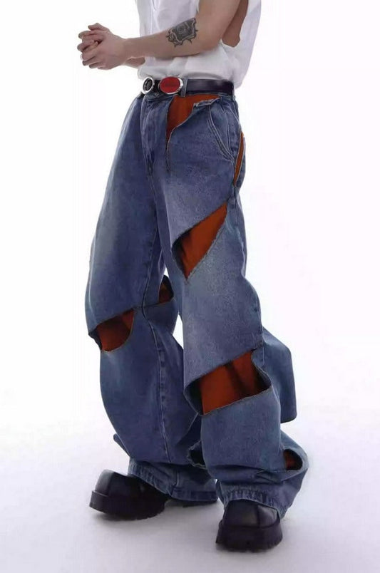 Double-Layer Cut Loose Denim