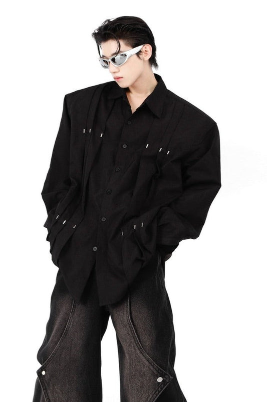 Metal Rivet Stitched Shirt