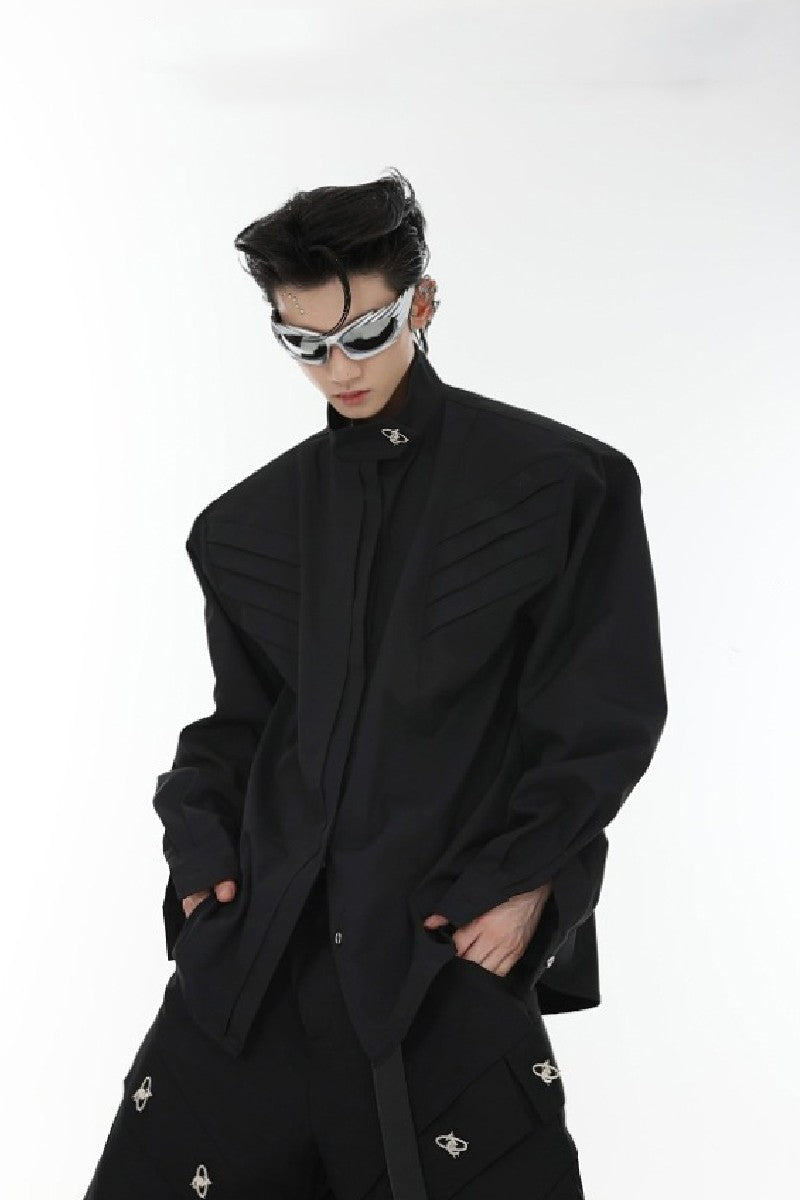 Shoulder Pad Metallic Logo Shirt