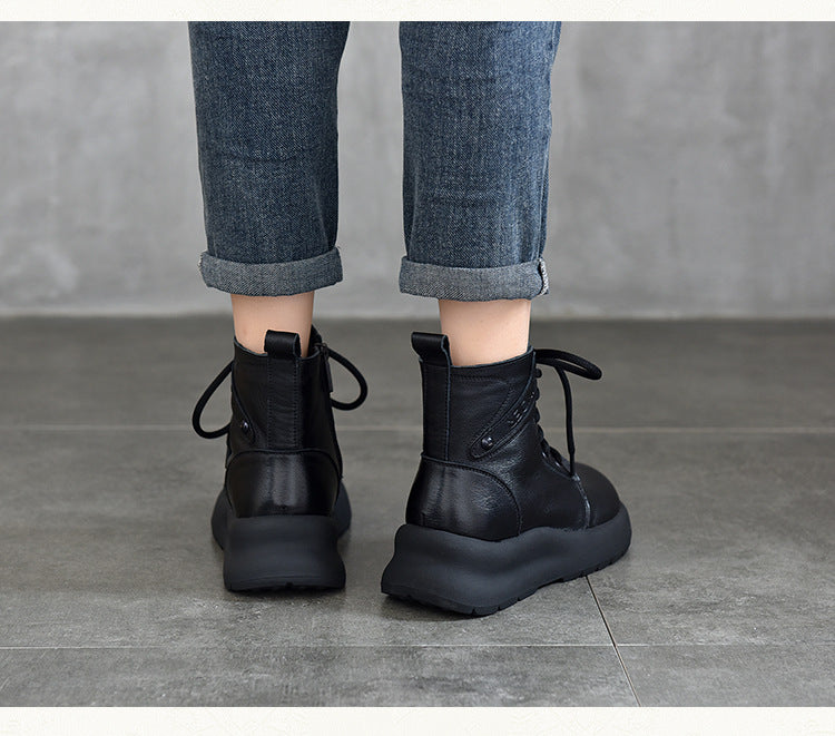 Warm Leather Thick Bottom Martin Boots