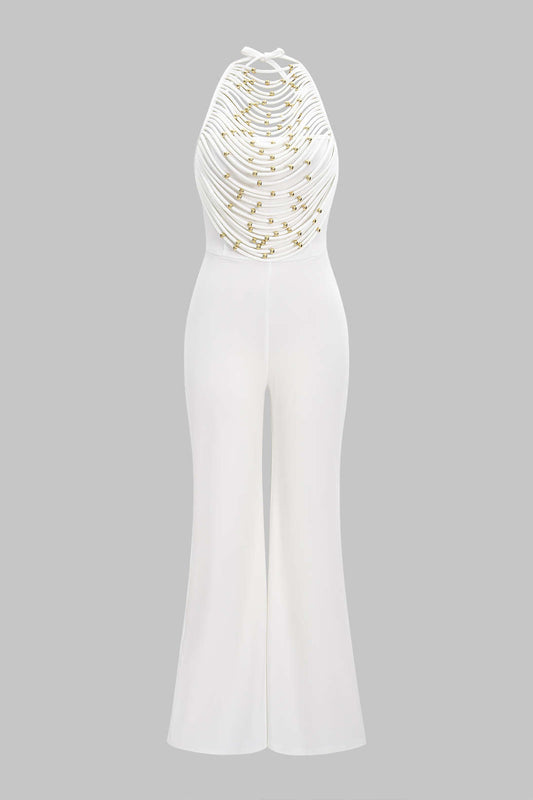 Beaded Sleeveless Jumpsuit