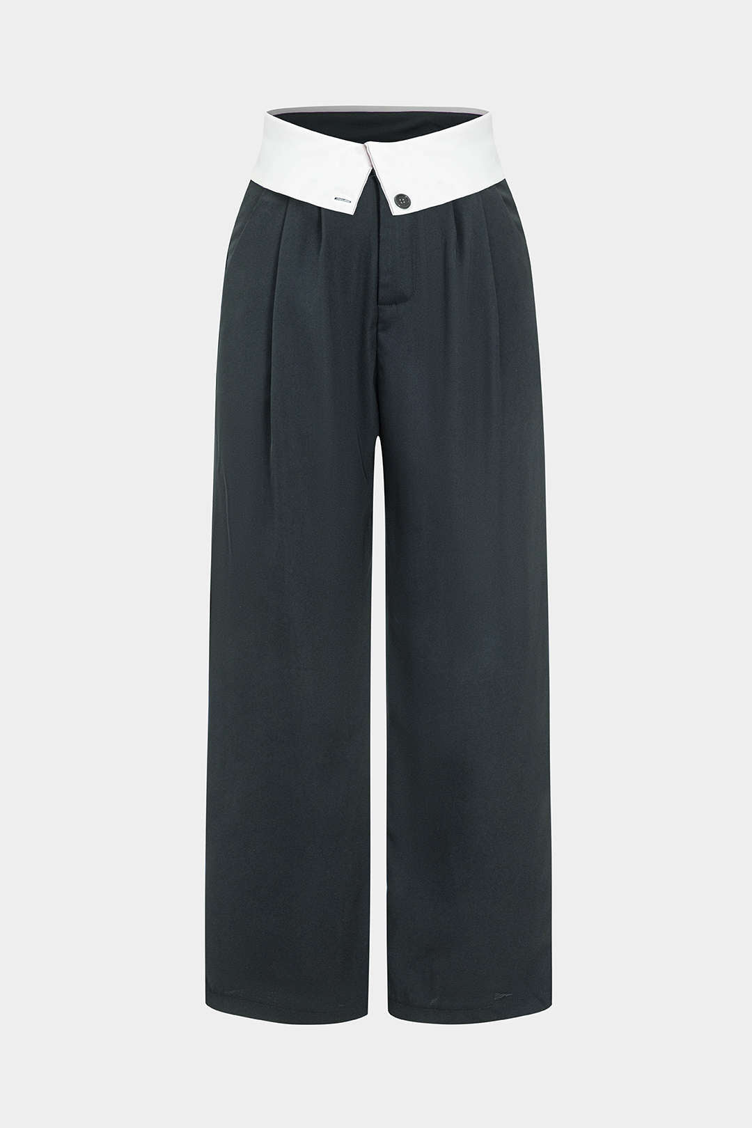 Basic Contrast High Waist Wide Leg Trousers