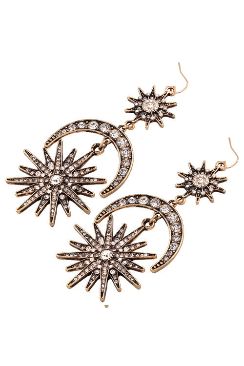 Shine Time Moon Metallic Earrings