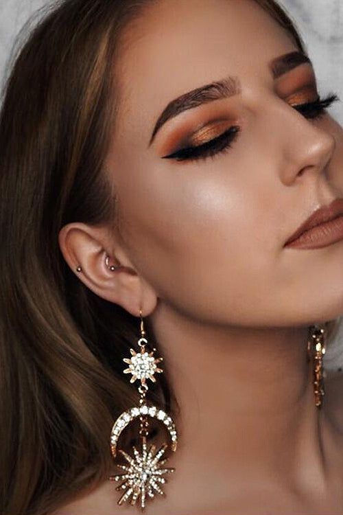 Shine Time Moon Metallic Earrings