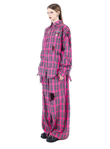 PINKSPINK Punk Plaid Harem Pants - Pink