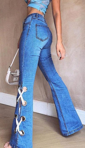 Bandage Flares High Waist Jeans