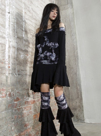 ARIADNAw Gothic Grunge Off-Shoulder Dress