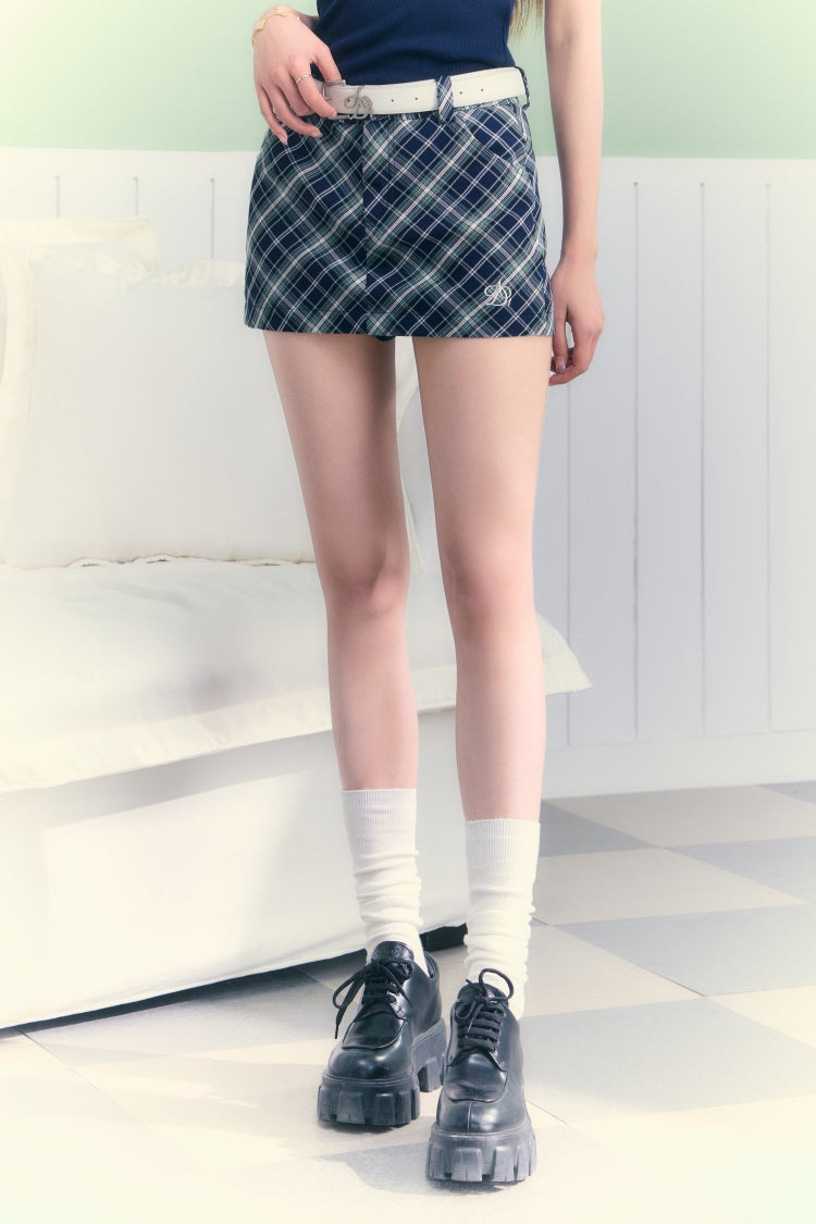 Preppy Chic Plaid Mini Skirt - Navy & White Sporty Tennis Skort