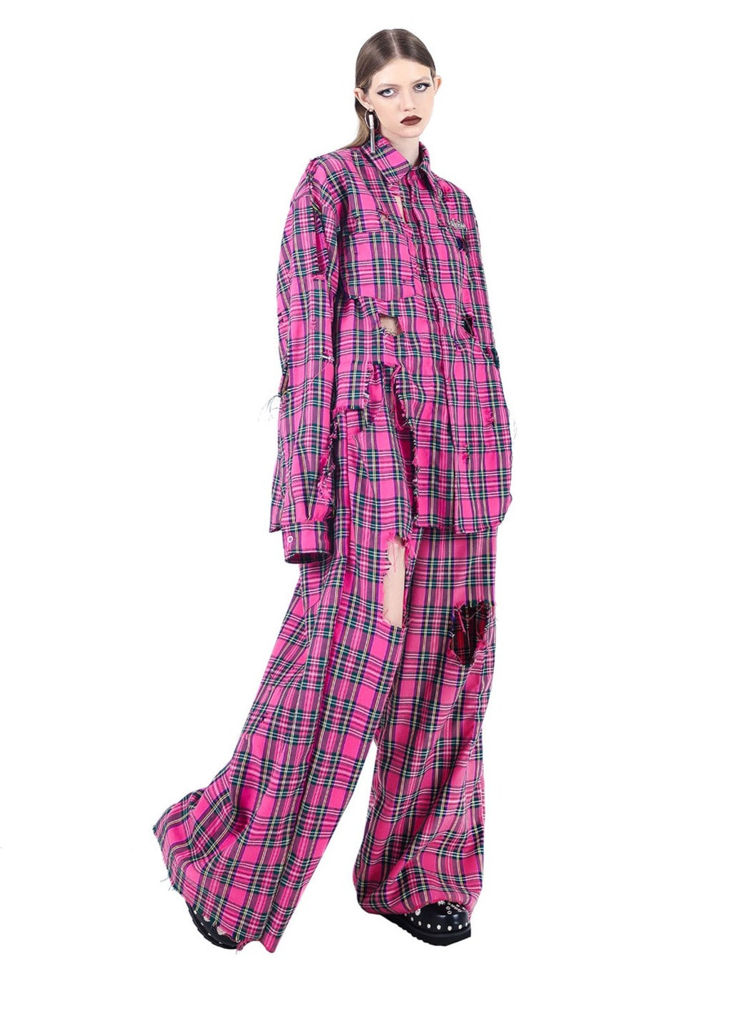 PINKSPINK Punk Plaid Harem Pants - Pink