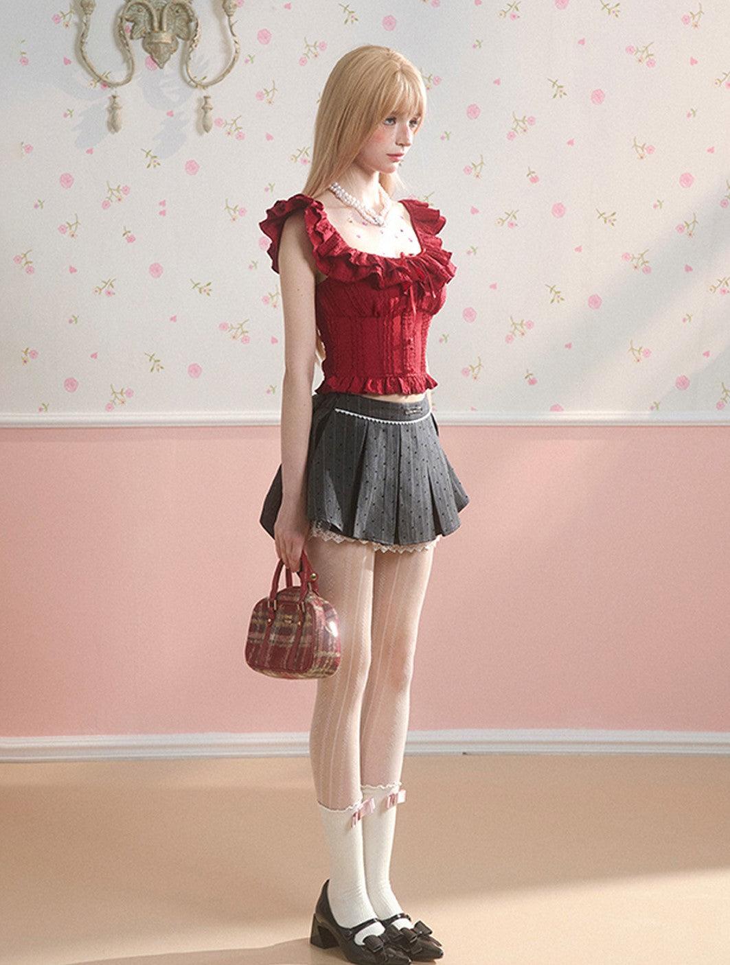 Charming Sweetheart Mini Sleeve Top And Skirt Set