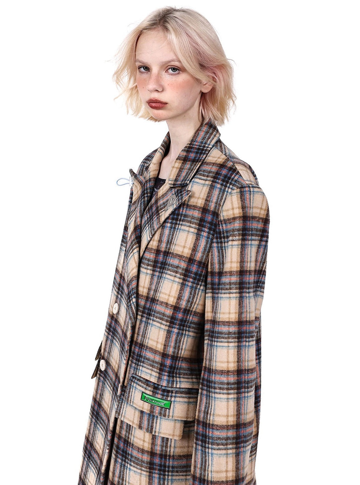 PINKSPINK Oversized Plaid Wool Coat - Dual Color Options