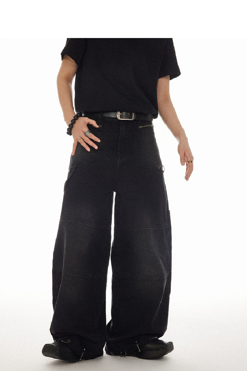 Rugged Distressed Denim Straight-Leg Jeans