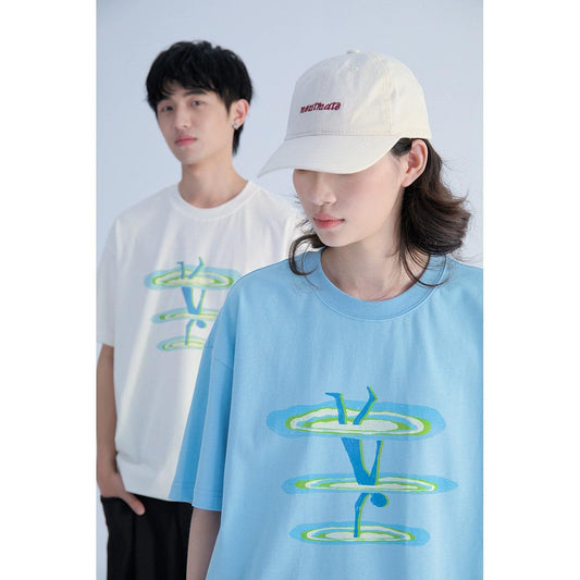 T-Shirt With Tumbling Man Silhouette