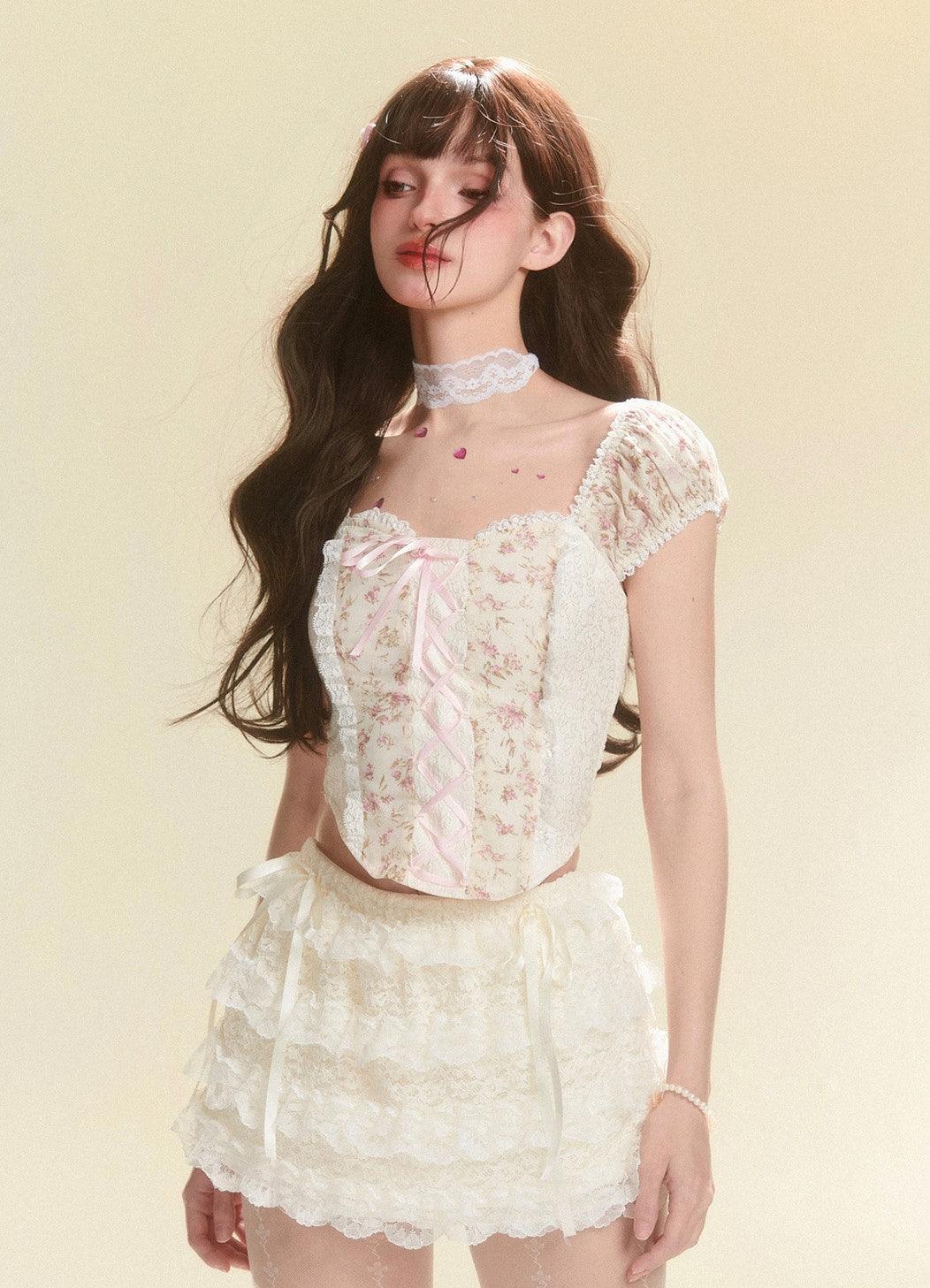 Elegant White Lace A-Line Mini Skirt